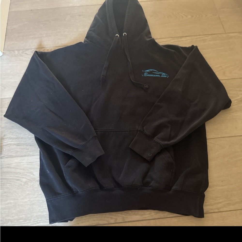 Black Hoodie with Blue Car Logo
